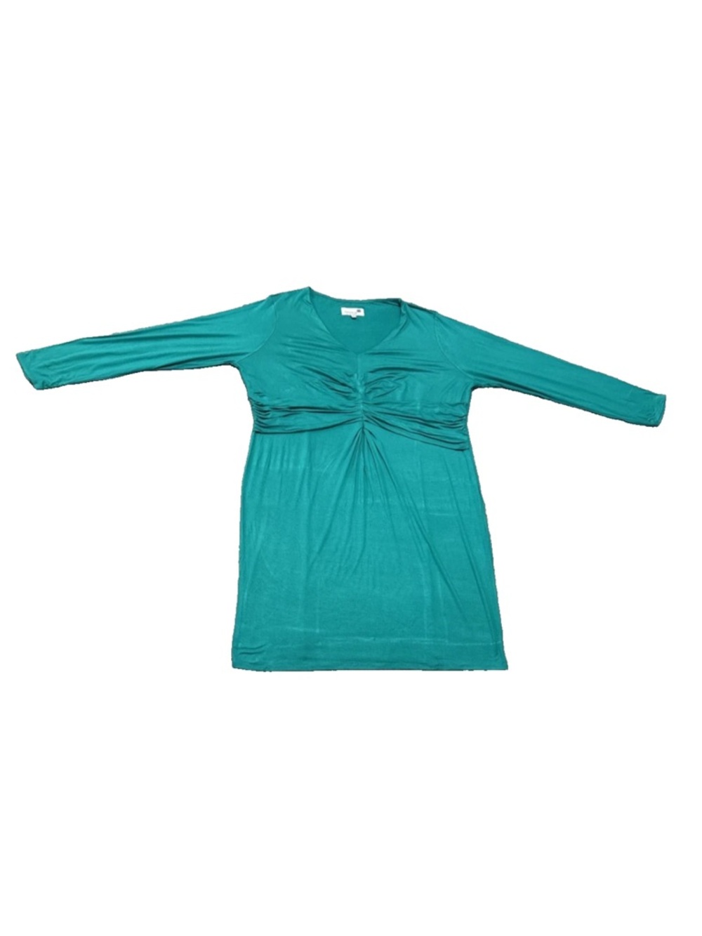 Completely Me By Liz Lange Women’s V-neck Ruched Dress Size 1X Green - Picture 3 of 16